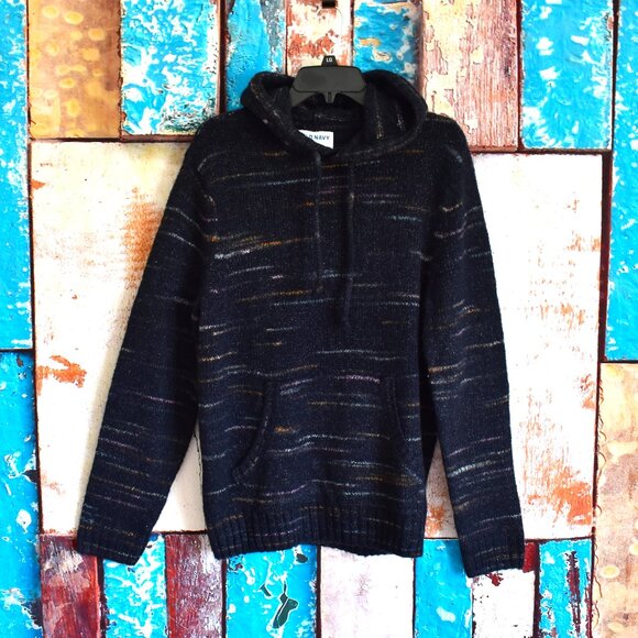 Old Navy Other - Men's Old Navy Cozy Space-Dye Sweater Hoodie Long Sleeve MEDIUM Navy Heather NEW